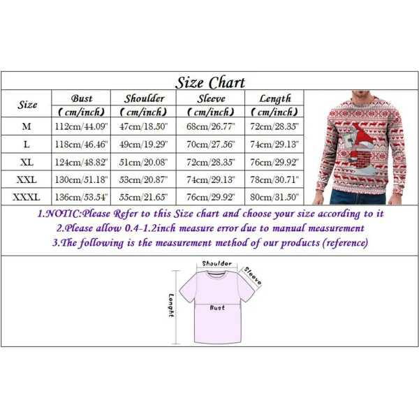 Cartoon Santa Claus Print Men's T-Shirt Christmas Imitation Cotton Tshirt Female Sweatshirt Fashion Men Long Sleeves Pullover - Image 6